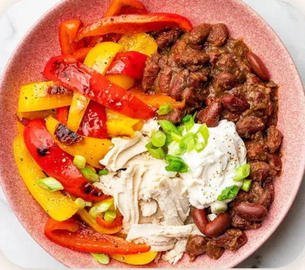 Creole pulled chicken chili in a bowl