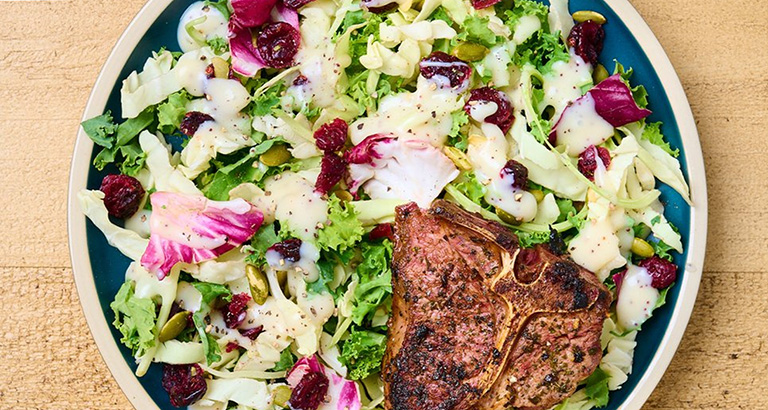 Balsamic Seared Lamb + Sweet Kale Salad