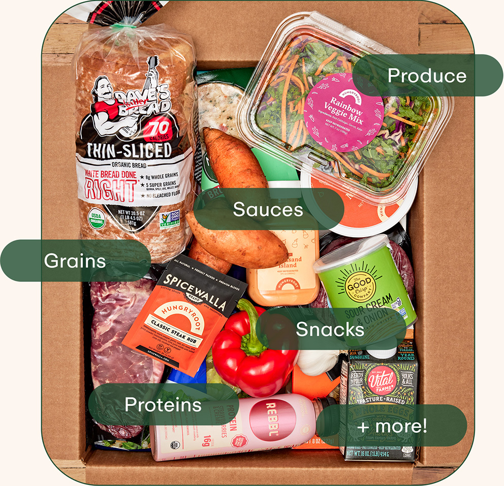 Fresh ingredients - Grains, Proteins, Sauces, Produce, Snacks, and more