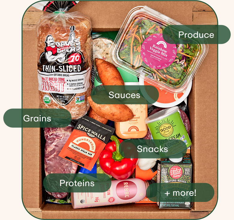 Fresh ingredients - Grains, Proteins, Sauces, Produce, Snacks, and more