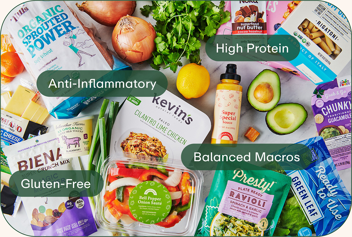 Health-focused groceries: Anti-Inflammatory, Gluten-Free, Balanced Macros, High Protein