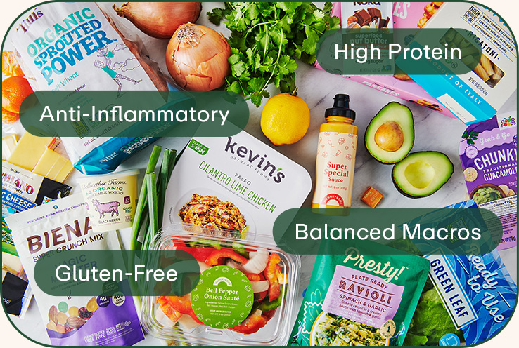 Health-focused groceries: Anti-Inflammatory, Gluten-Free, Balanced Macros, High Protein