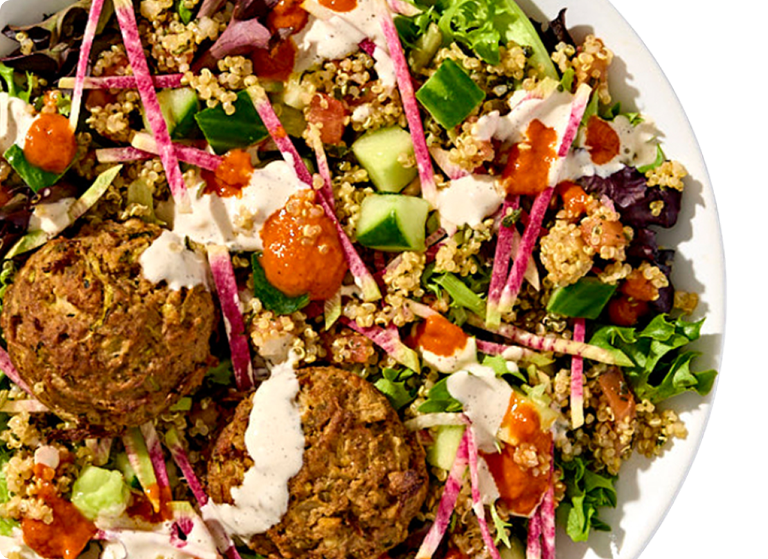 Colorful salad bowl with fresh ingredients