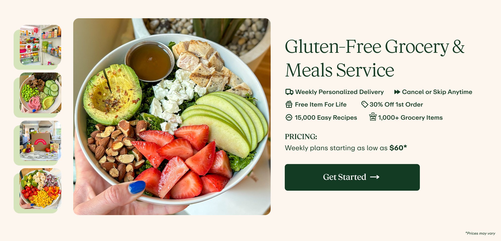 Hungryroot is a smarter and healthier way to eat - we are a subscription service that delivers fresh, high quality groceries and easy recipes right to your door every week. Everything is tailored to your preferences and your health + wellness needs. Think of us as a healthy eating personal assistant you never even knew you needed.