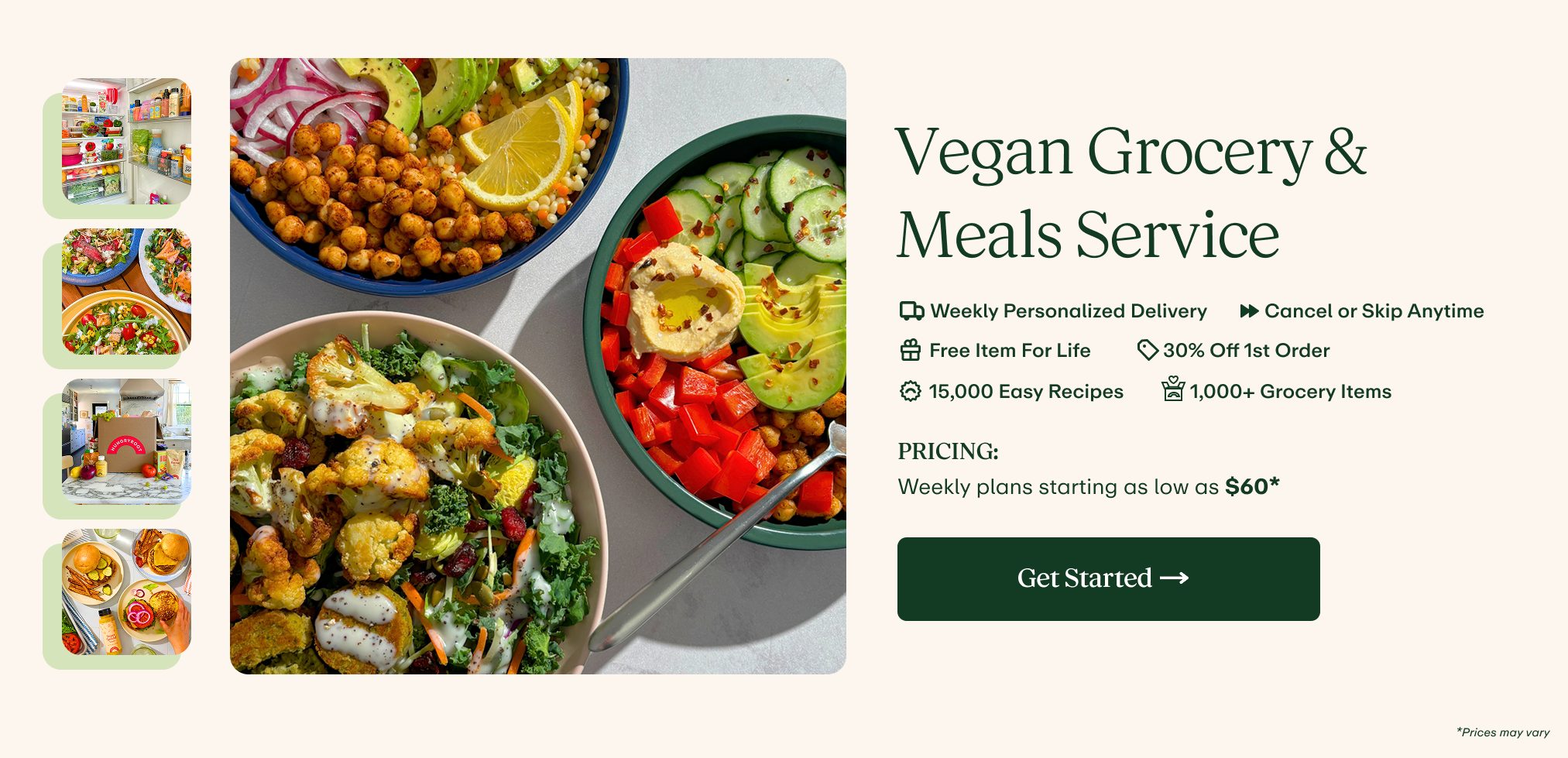 Hungryroot is a smarter and healthier way to eat - we are a subscription service that delivers fresh, high quality groceries and easy recipes right to your door every week. Everything is tailored to your preferences and your health + wellness needs. Think of us as a healthy eating personal assistant you never even knew you needed.