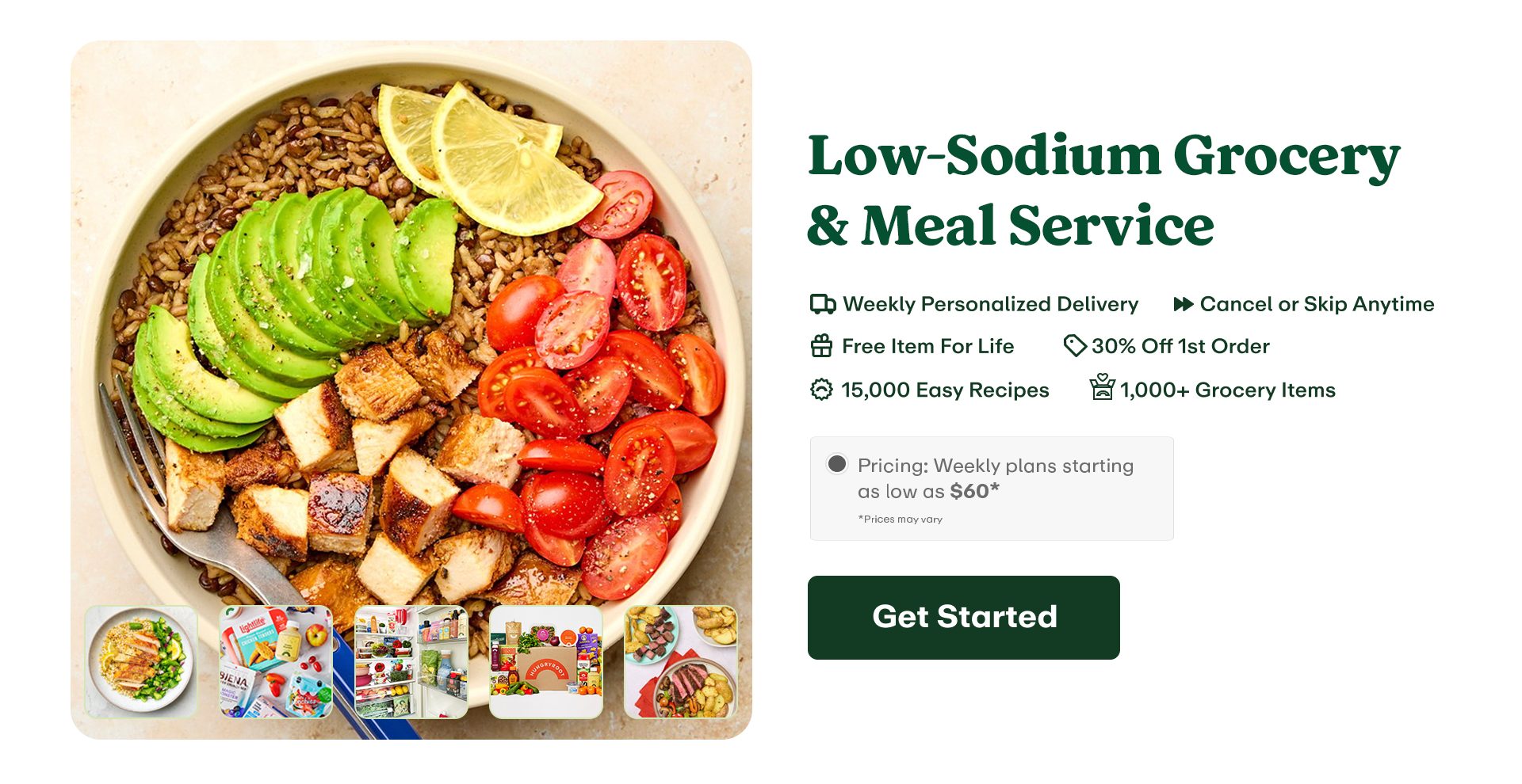 Hungryroot is a smarter and healthier way to eat - we are a subscription service that delivers fresh, high quality groceries and easy recipes right to your door every week. Everything is tailored to your preferences and your health + wellness needs. Think of us as a healthy eating personal assistant you never even knew you needed.