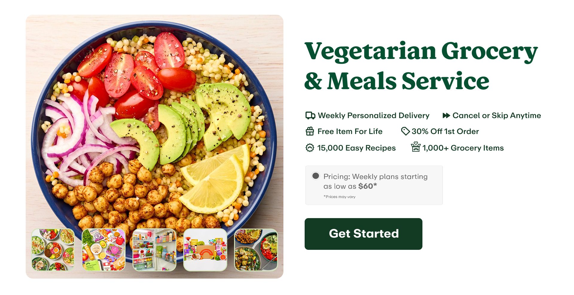 Hungryroot is a smarter and healthier way to eat - we are a subscription service that delivers fresh, high quality groceries and easy recipes right to your door every week. Everything is tailored to your preferences and your health + wellness needs. Think of us as a healthy eating personal assistant you never even knew you needed.